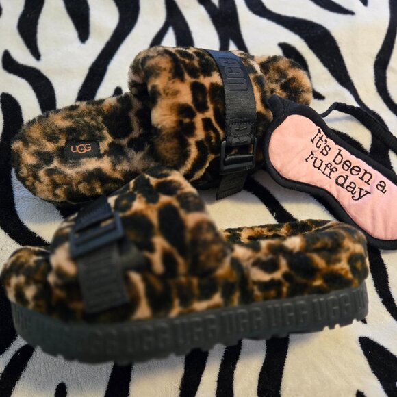 UGG Fluffita Panther/Animal/Leopard/Cheetah Platform Slipper/Sandal/Slide NWOB - Picture 3 of 16